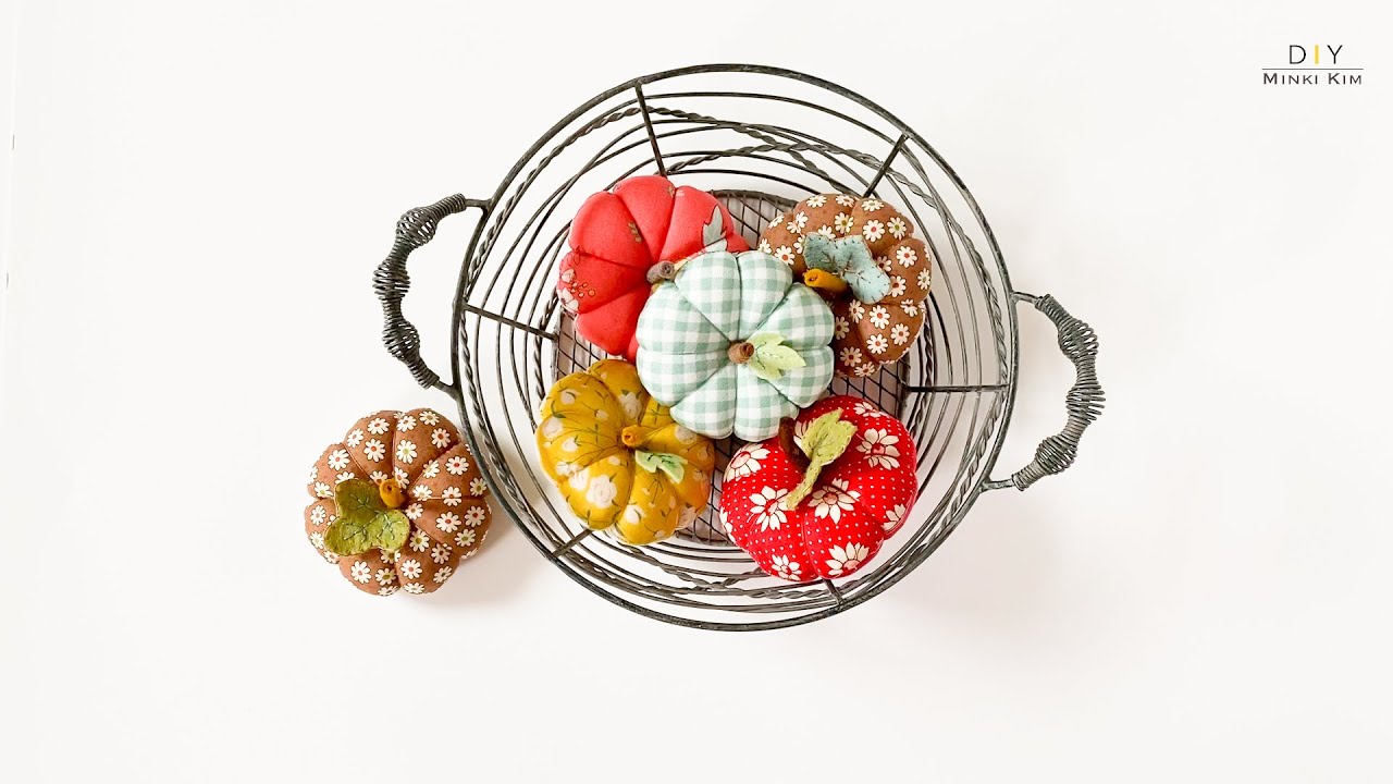 How to make pumpkin pincushion | DIY fabric pumpkin | 호박핀쿠션 | Fall Home Deco | Halloween sewing