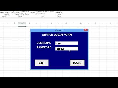 microsoft excel how to make or create simple login form in excel