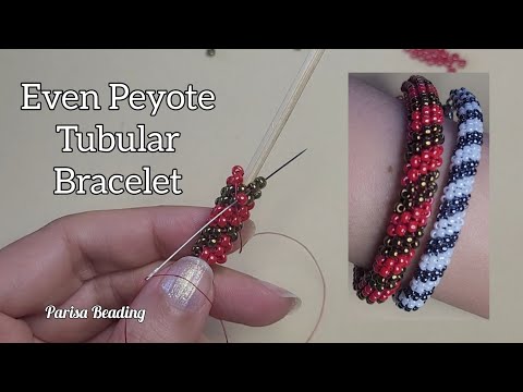 DIY Beaded Even Peyote stitch Tubular Bracelet Tutorial 🌸