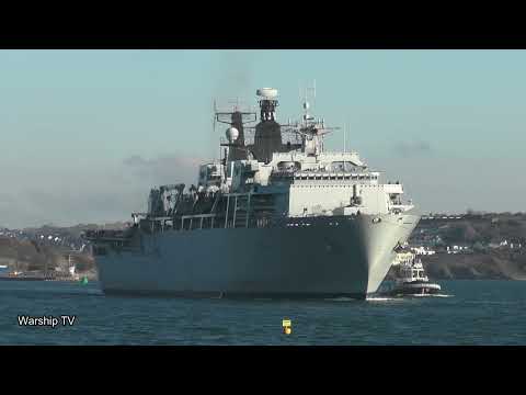HMS ALBION L14 ENTERS DEVONPORT NAVAL BASE AT DEVILS POINT - 14th January 2022