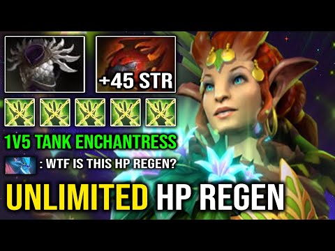 UNLIMITED HP REGEN 1v5 Untouchable Enchantress with Blade Mail + Heart 7.30e Dota 2