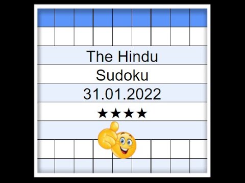 🔊How to Solve The Hindu Sudoku 4 Star | Step by Step Solution | 31.01.2022| Difficulty Level  ⭐⭐⭐⭐