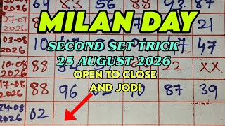 Milan Day Second Set Trick 25 August 2026 | Milan Day Jodi | Milan Day Open To Close