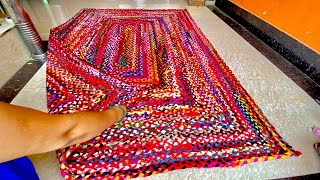 घर पर पड़े सारे पुराने कपड़ों से बनाए दरी,पायदान या कालीन||DIY-simple Dari or carpet making at home