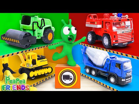 Pea Pea Has Fun with Four Colors Vehicles - Funny Pea Pea Cartoon