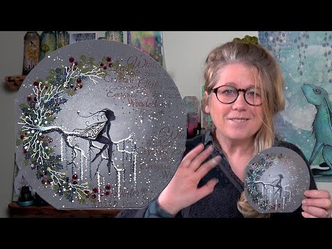 Christmas Wreath on a Round Grey Card by Tracey Dutton - A Lavinia Stamps Tutorial