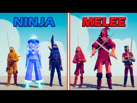 NINJA TEAM vs MELEE TEAM - Totally Accurate Battle Simulator | TABS