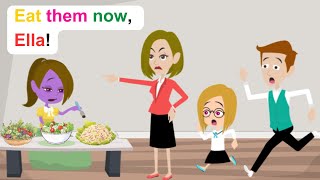 Ella can't eat vegetables - Funny English Animated - Ella English