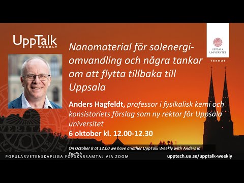 , title : 'UppTalk Weekly: Nanomaterial för solenergiomvandling och tankar om att flytta tillbaka till Uppsala'