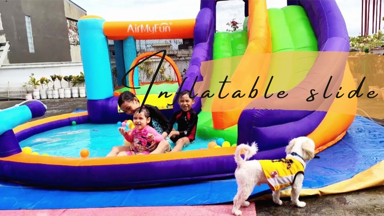 Inflatable slides and pool | Sinet-up sa rooftop | Happy Kiddos 💜 | misstalynee