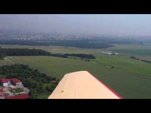 By Aero 145 (made 1947) and 2 Zlins from Tocna to Kbely from back seat