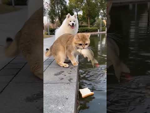 小猫钓鱼用面包，小狗钓鱼靠刷脸…… ～#萌宠 #萌宠出道计划 #动物的迷惑行为 #萌宠成精了 #萌宠日常记录