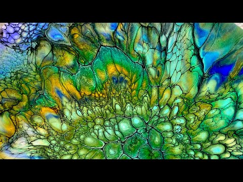 (49) ”Peacock Feather”🦚with ColourArte Primary Elements/Sheleeart Bloom Technique/Fluid Art/フルイドアート