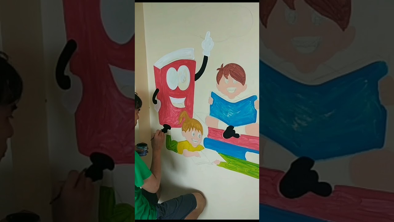 School Mural painting #Reading Corner/Time Lapse#artislife