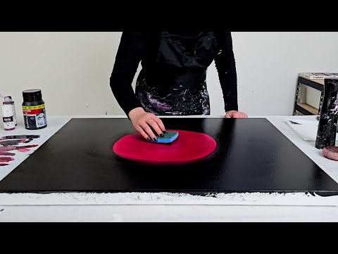 Creating a Cosmic Flower under the Blood Moon | Glowing Effects | Abstract Painting Technique