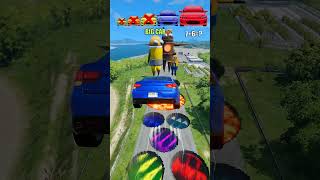 🚗 Small to Giant Cars vs R.E.P.O. Characters! Crazy Trap Pits, Rainbow Pit & Volcano Challenge! 🔥