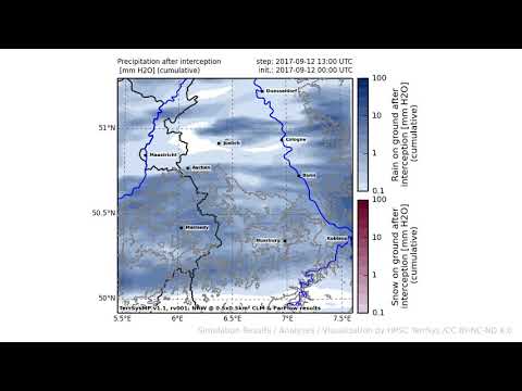 TerrSysMP monitoring run 2017-09-12 - precipitation after interception - NRW (24h)