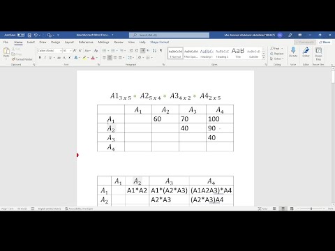 Matrix chain multiplication using dynamic algorithm