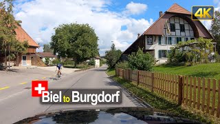 Drive across the Swiss countryside from Biel/Bienne to Burgdorf🇨🇭