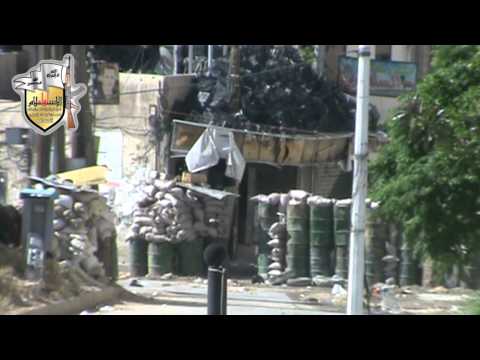 استهداف قناصي لواء الإسلام جنود النظام على حاجز الشرطة العسكرية في حي برزة في مدينة دمشق