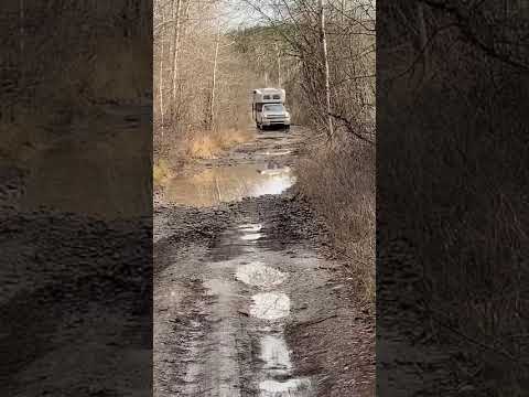 Driving out of the campground along the horrible road!  But it was fun and what my rig was made for!