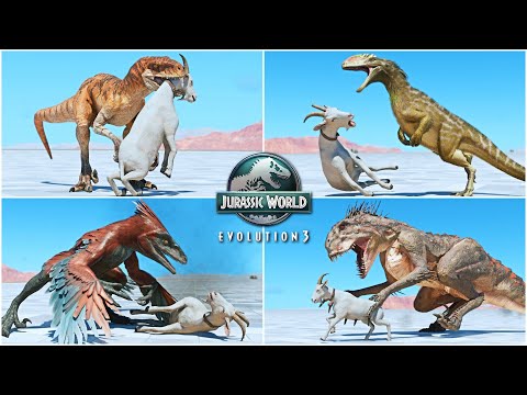 GOAT VS ALL DINOSAURS AND FLYING REPTILES IN JURASSIC WORLD EVOLUTION 3