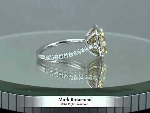 3.14ct Fancy Yellow Radiant Cut Diamond Engagement Anniversary Ring- Mark Broumand