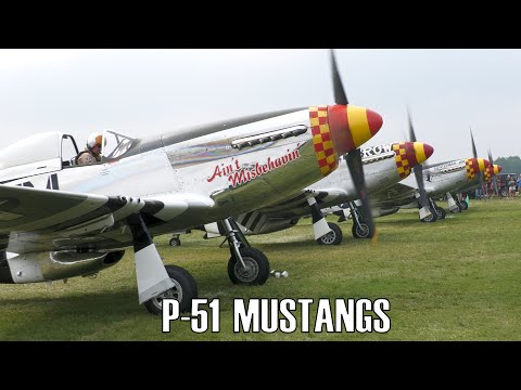 4 P-51 Mustangs Taxi at Oshkosh 2021