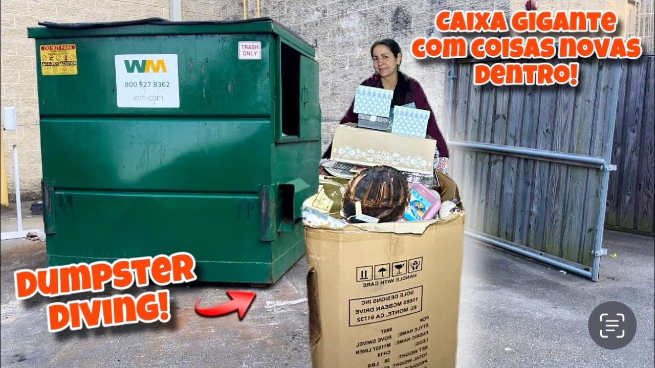 Dumpster Diving! Caixa gigante de coisas novas dentro!🇺🇸