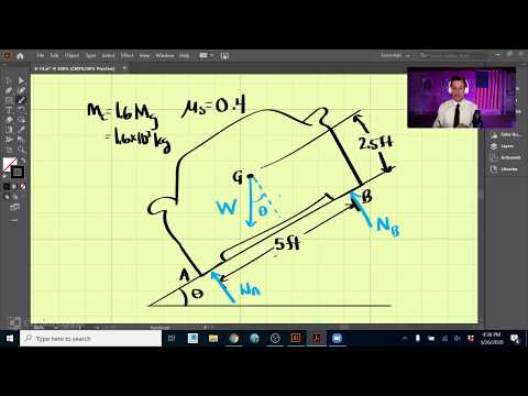 Statics - Chapter 8 (2 of 2): Tipping & Slipping Problem for Friction (Example Problem)