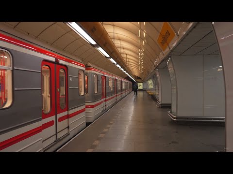Czech Republic, Prague, metro night ride from Invalidovna to Florenc