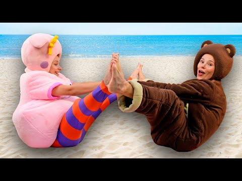Свинка Кукутик и Медведь - Йога челлендж - Развивающие игры занятия для детей малышей