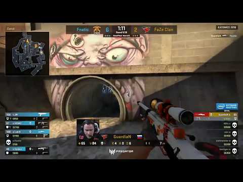 Guardian 1v5 Ace Clutch - Faze vs Fnatic - IEM Katowice 2018 Grand Final