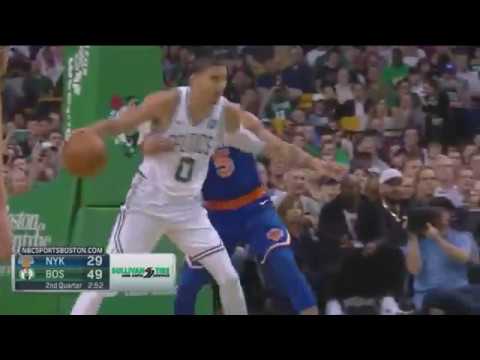 Kyrie Irving Takes Brave Charge From Kristaps Porzingis