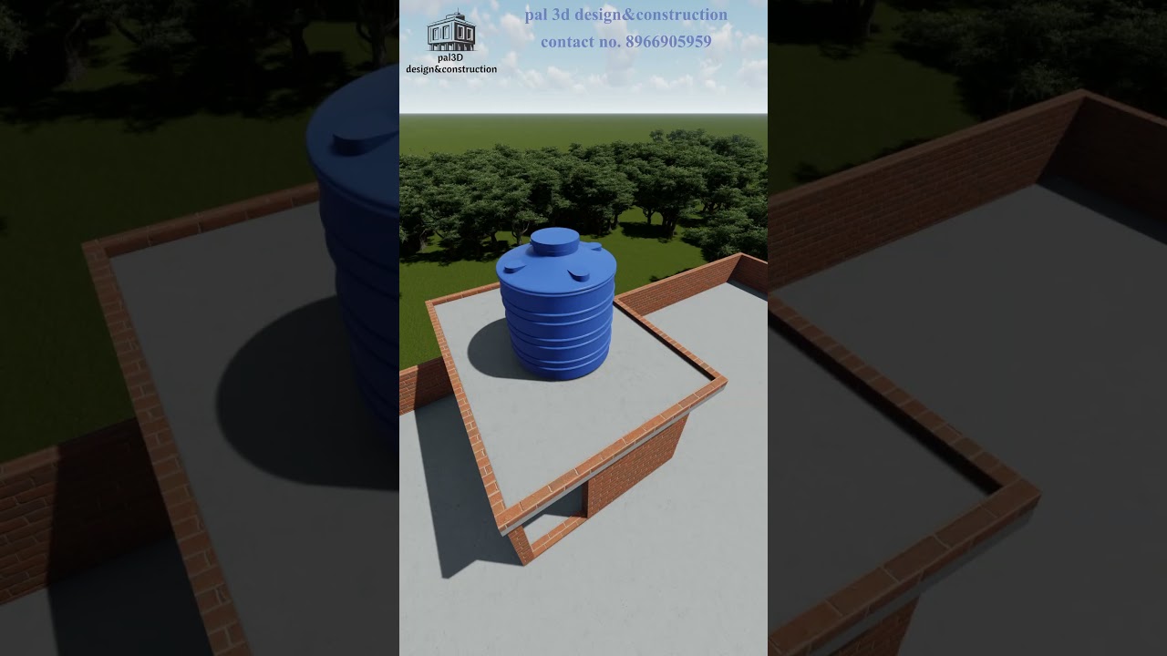 overhead tank placement in terrace floor #housedesign #3d #construction
