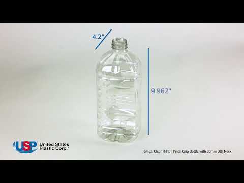 64 oz. Clear R-PET Pinch Grip Bottle with 38mm DBJ Neck (Cap Sold