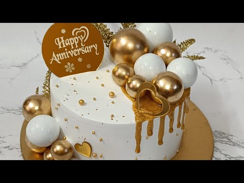 Easy, Simple & Classy Anniversary/ Birthday Cake Decoration For Beginners|| Full Video||