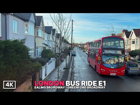 London’s Shortest Double-Decker Bus Route | London Bus POV | Bus E1 Ealing to Greenford | 4K HDR