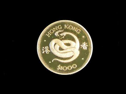 Hong Kong $1000 'Year of the Snake' Gold Coin, Minted in 1977, Proof Condition (0.4708 Oz)