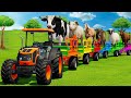LOAD BULLS HORSES SHEEPS GOATS COWS RAMS TRANSPORT WITH JOHN DEERE TRACTOR FS22