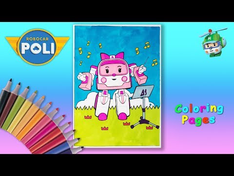 #RobocarPoli Coloring Pages #forkids Drawing Amber. Robocar Poli and his friends. Video
