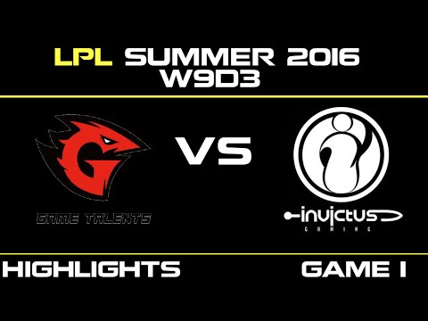 GT vs IG Game 1 Highlights Tencent LPL Summer 2016 W9D3 Game Talents vs Invictus Gaming   IG vs GT