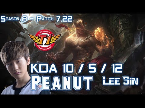 SKT T1 Peanut LEE SIN vs RENGAR Jungle - Patch 7.22 KR Ranked