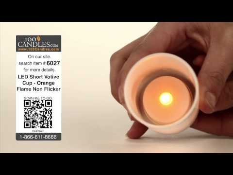 Battery Operated LED Short Votive Cup - Orange Flame Non Flicker