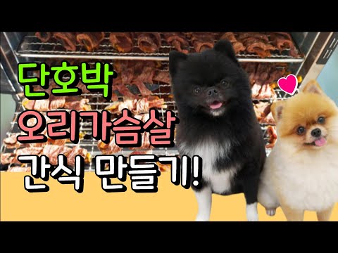 , title : '[SUB][강아지 수제간식 만들기] 🍖귀여운 간식 먹방!🍖단호박 오리가슴살(말이,피자,육포)'