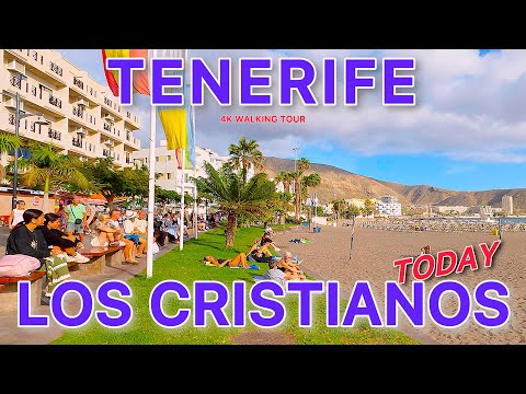 TENERIFE WALK from LAS AMERICAS to LOS CRISTIANOS | Vibe and Weather Tour 4K