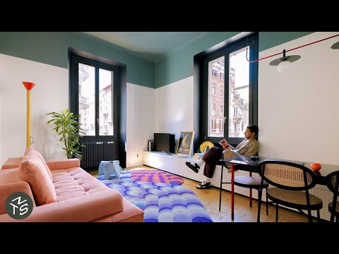 Hidden Kitchen and Bold Colour Transform Small Milan Apartment, 50sqm/538sqft