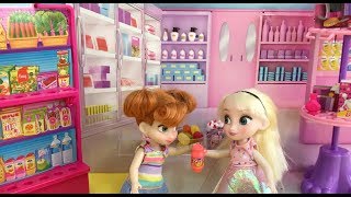 Barbie & Elsa Anna Dolls Videos! Shopping at the Mall! Candy Accident! Princess Play group!