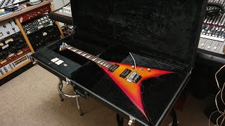 Video thumbnail for Jackson KV3 King V Bolt-On MIJ Japan Flame Top Guitar Up Close Video Review by Essex Recording Studios