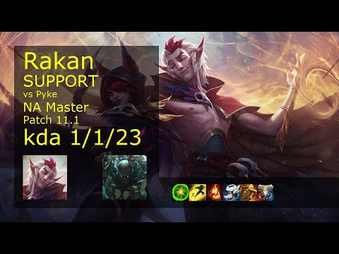 Rakan Support vs Pyke - NA Master 1/1/23 Patch 11.1 Gameplay